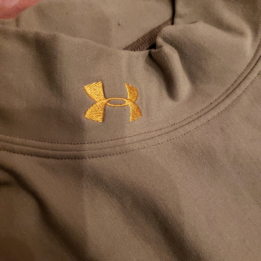 Under Armour Olive Long Sleeve Shirt with Yellow Logo - Picture 3 of 5